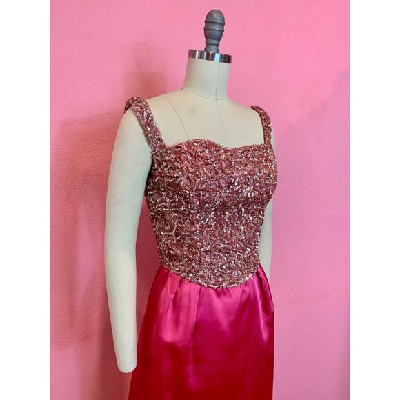 Vintage 1960s Designer Emma Domb Hot Pink Gown Med - Picture 3 of 10